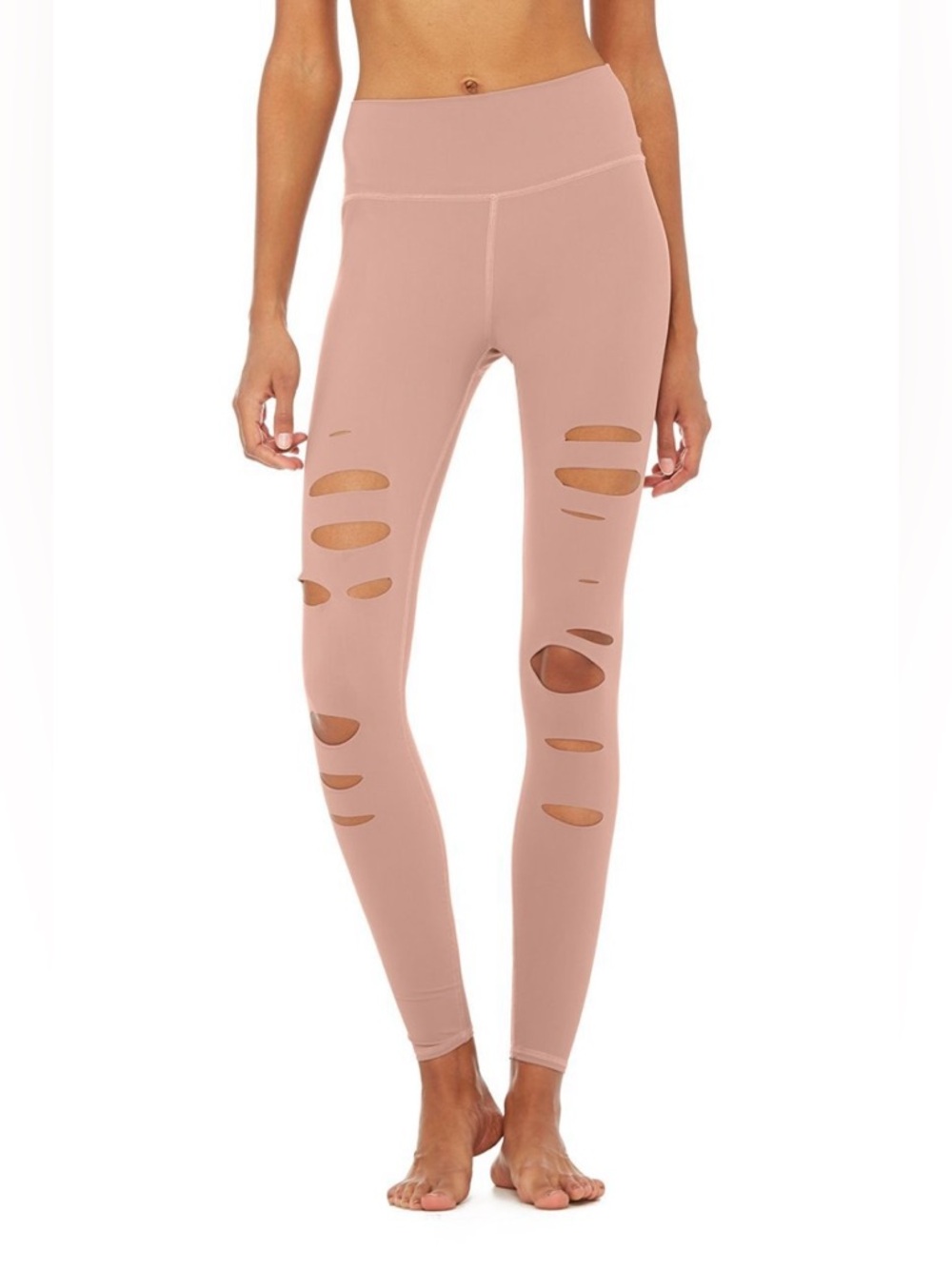 ALO Yoga High-Waist Ripped Warrior Leggings - Smokey Quartz